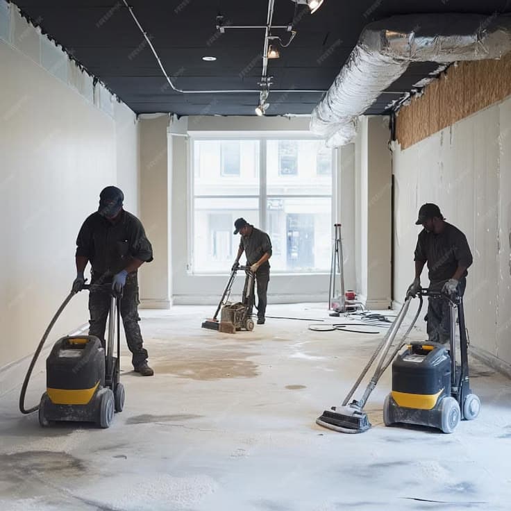 Office cleaning professionals at work